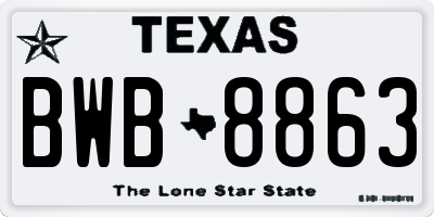 TX license plate BWB8863
