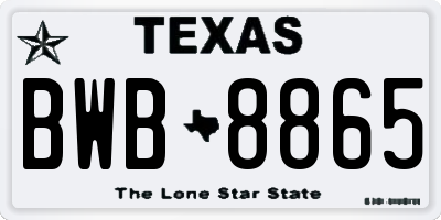 TX license plate BWB8865