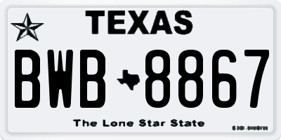 TX license plate BWB8867