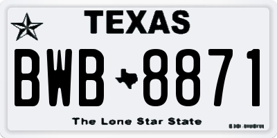 TX license plate BWB8871