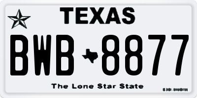 TX license plate BWB8877