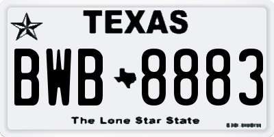 TX license plate BWB8883
