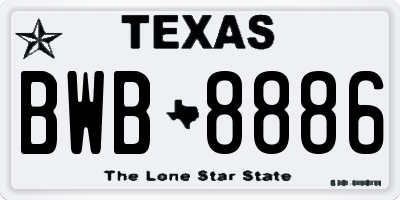 TX license plate BWB8886