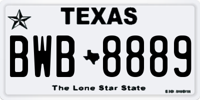 TX license plate BWB8889