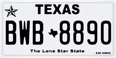 TX license plate BWB8890