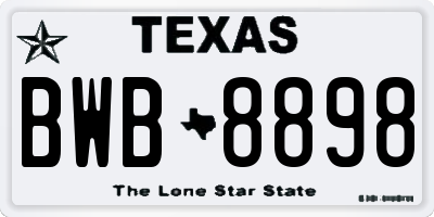 TX license plate BWB8898