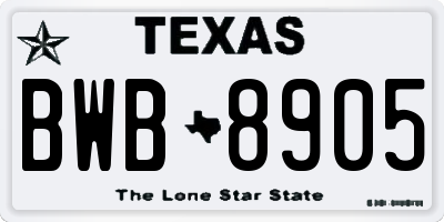 TX license plate BWB8905