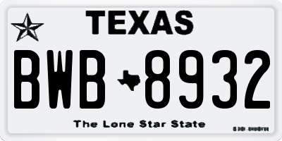 TX license plate BWB8932