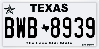 TX license plate BWB8939