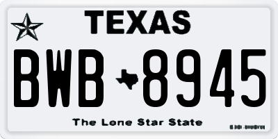 TX license plate BWB8945