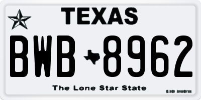 TX license plate BWB8962