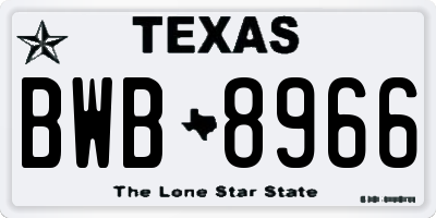 TX license plate BWB8966