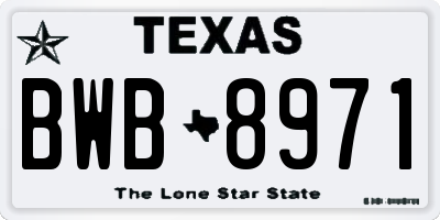 TX license plate BWB8971