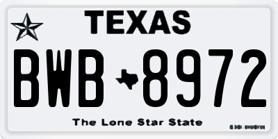 TX license plate BWB8972