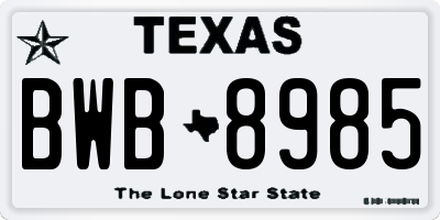 TX license plate BWB8985
