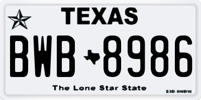 TX license plate BWB8986
