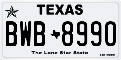 TX license plate BWB8990