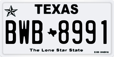 TX license plate BWB8991