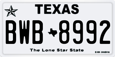 TX license plate BWB8992