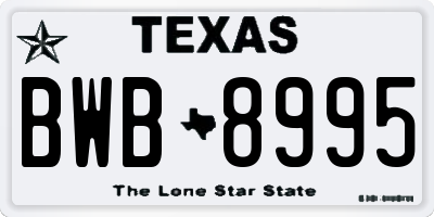TX license plate BWB8995