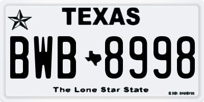 TX license plate BWB8998