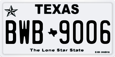 TX license plate BWB9006