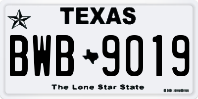 TX license plate BWB9019