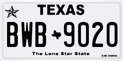 TX license plate BWB9020