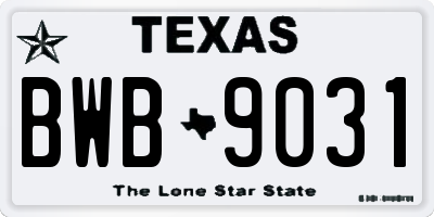 TX license plate BWB9031