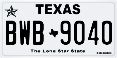 TX license plate BWB9040