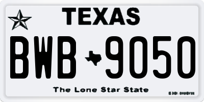 TX license plate BWB9050