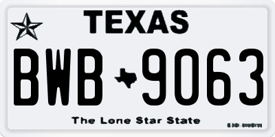 TX license plate BWB9063