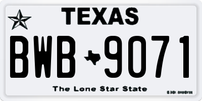 TX license plate BWB9071