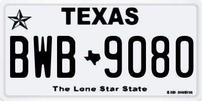 TX license plate BWB9080