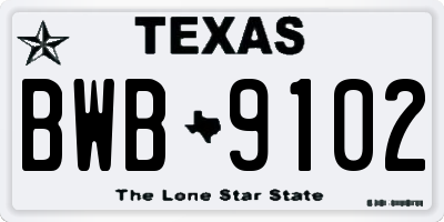 TX license plate BWB9102