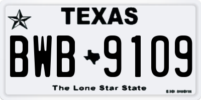 TX license plate BWB9109