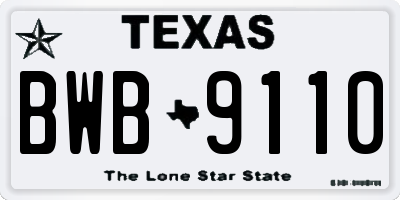 TX license plate BWB9110