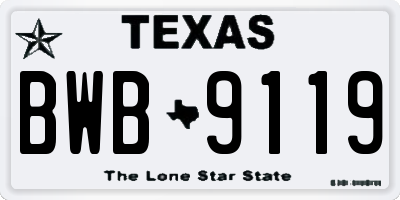 TX license plate BWB9119
