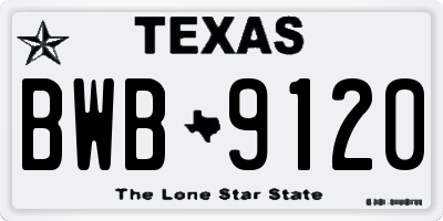 TX license plate BWB9120
