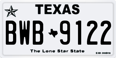 TX license plate BWB9122