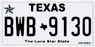 TX license plate BWB9130