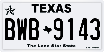 TX license plate BWB9143