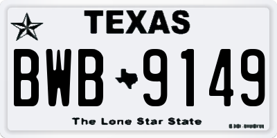 TX license plate BWB9149