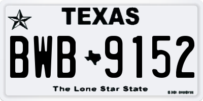 TX license plate BWB9152