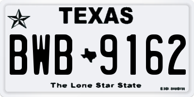 TX license plate BWB9162