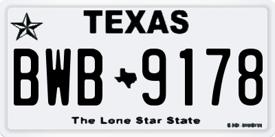 TX license plate BWB9178