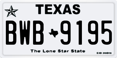 TX license plate BWB9195