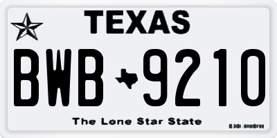 TX license plate BWB9210