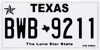 TX license plate BWB9211