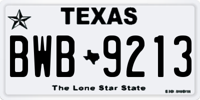 TX license plate BWB9213